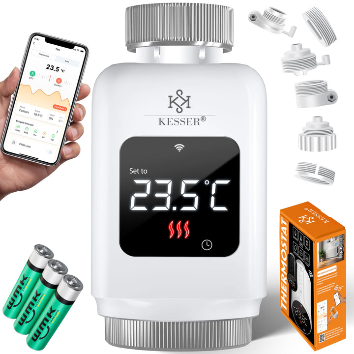 KESSER® Heizkörperthermostat WiFi Heizungsregler | Heizungsthermostat WLAN mit Smart Home App Steuer