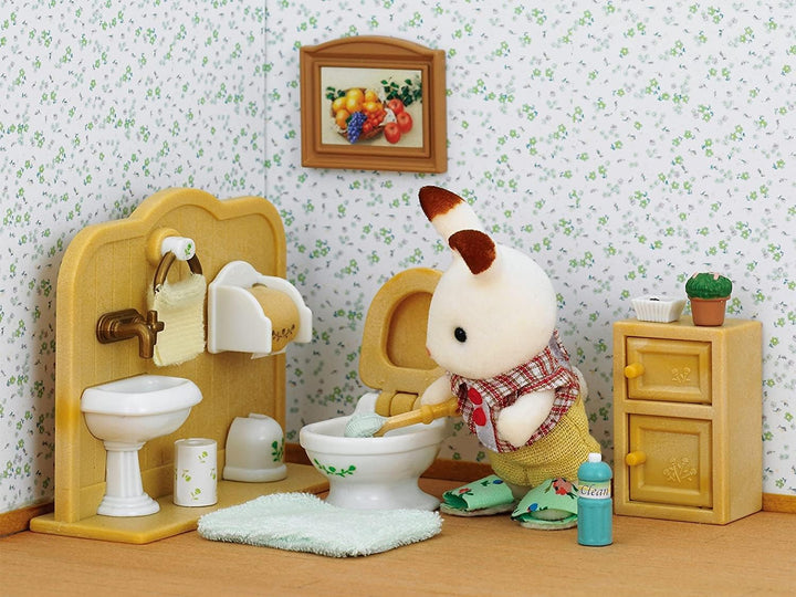 Sylvanian Families 5015 Schokoladenhasen Bruder mit Waschraum - Puppenhaus Spielset, Mehrfarben