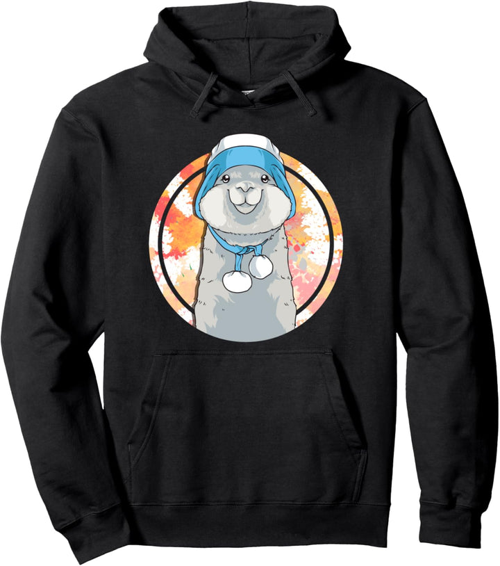 Kawaii Alpaca trägt einen Hut Alpacas Lover Pullover Hoodie