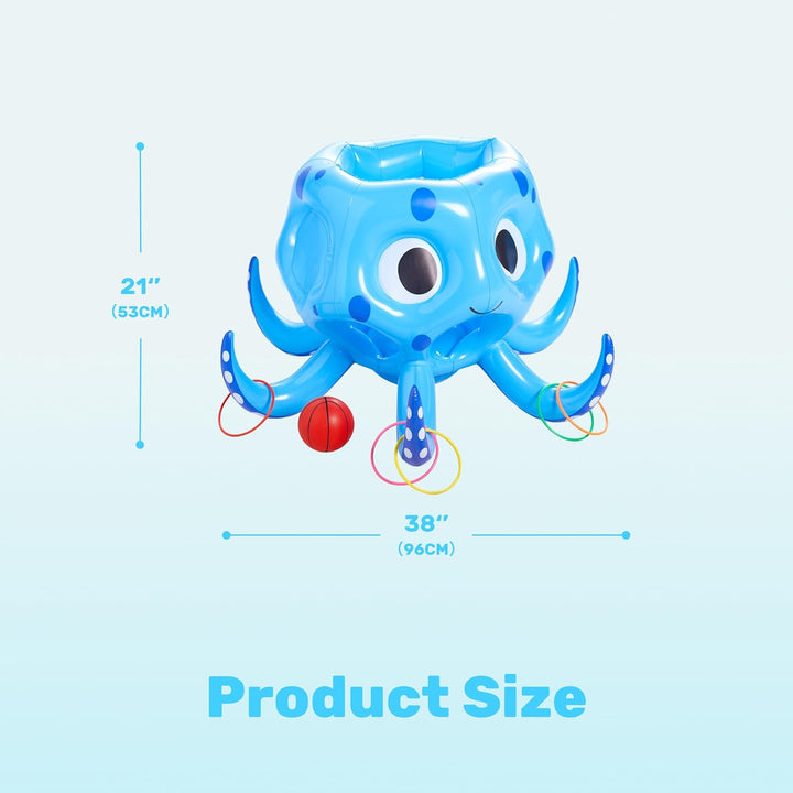 Sloosh Aufblasbare Octopus Pool Spielzeug, 2-in-1 aufblasbare Schwimmer Wasser Spiel, Basketball Hoo