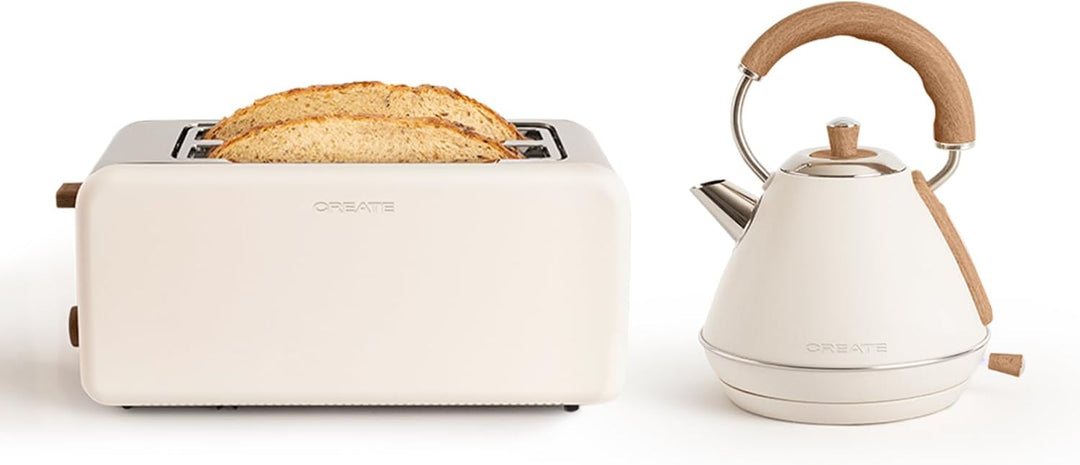 CREATE/PACK TOAST RETRO XL + KETTLE RETRO M/Toaster Cremeweiss mit Wasserkocher Cremeweiss/Wasserkoc