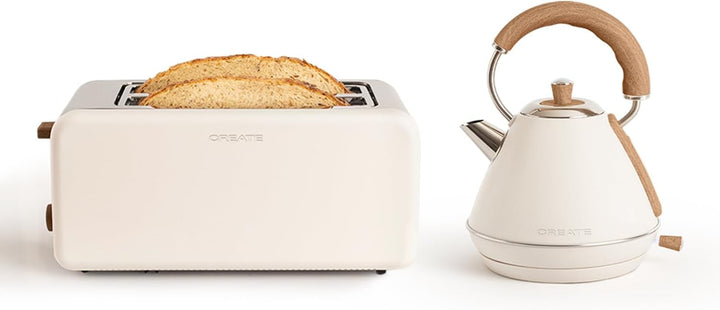 CREATE/PACK TOAST RETRO XL + KETTLE RETRO M/Toaster Cremeweiss mit Wasserkocher Cremeweiss/Wasserkoc