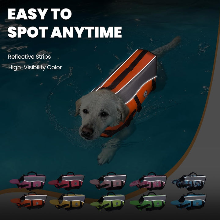 VIVAGLORY Front Float Schwimmweste Hund, Hundeschwimmweste für Bootfahren, Schwimmweste with Kopfstü