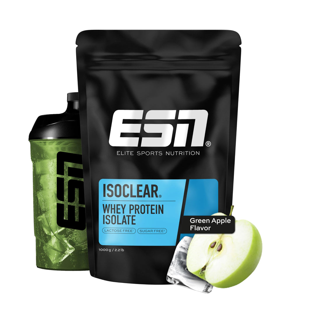 ESN ISOCLEAR Whey Isolate Protein Pulver, 1000g, Green Apple, Proteinlimo mit fruchtig leckerem Gesc