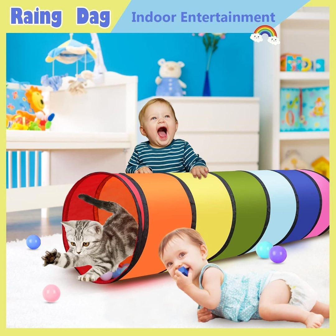 LATERN 180CM Spieltunnelzelt für Kinder, 46CM Runder Öffnung Babytunnel Bunter Pop-Up Kriechtunnel Z