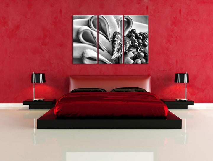 Pixxprint Monocrome, Bunte Obstschale 3-Teiler Leinwandbild 120x80 Bild auf Leinwand