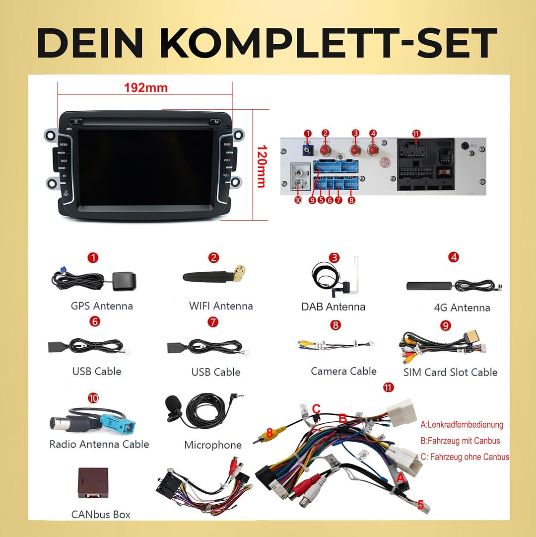 M.I.C. AR7-L2 Android 14 Autoradio mit Navigation: MT6765V, 4GB+64GB, 7 Zoll QLED Display, SIM, Appl