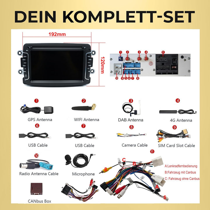 M.I.C. AR7-L2 Android 14 Autoradio mit Navigation: MT6765V, 4GB+64GB, 7 Zoll QLED Display, SIM, Appl