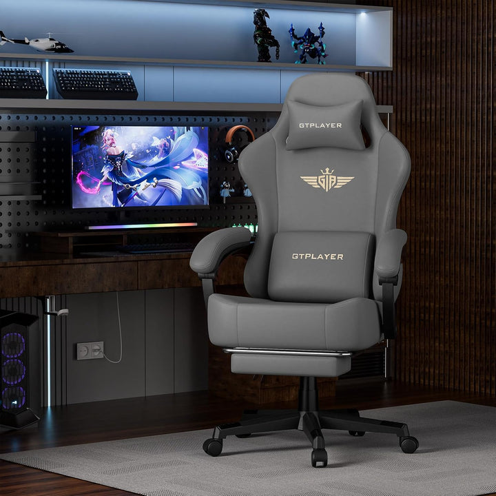 GTPLAYER Gaming Stuhl, Atmungsaktiver Bürostuhl, bürostuhl ergonomisch, Hochwertiger - Kunstleder, E