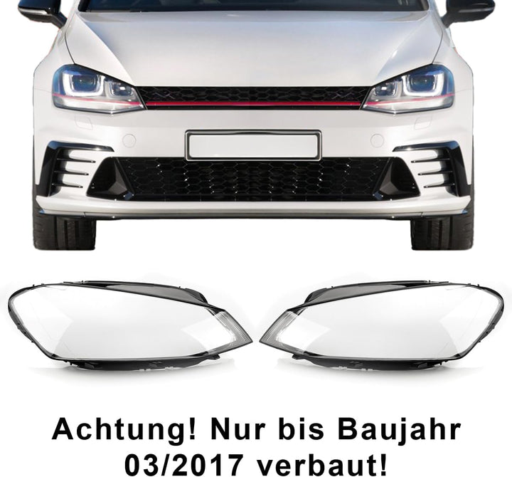 LST Scheinwerferglas Streuscheibe Frontlicht Abdeckung links kompatibel mit VW Golf 7 VII 2012-2017