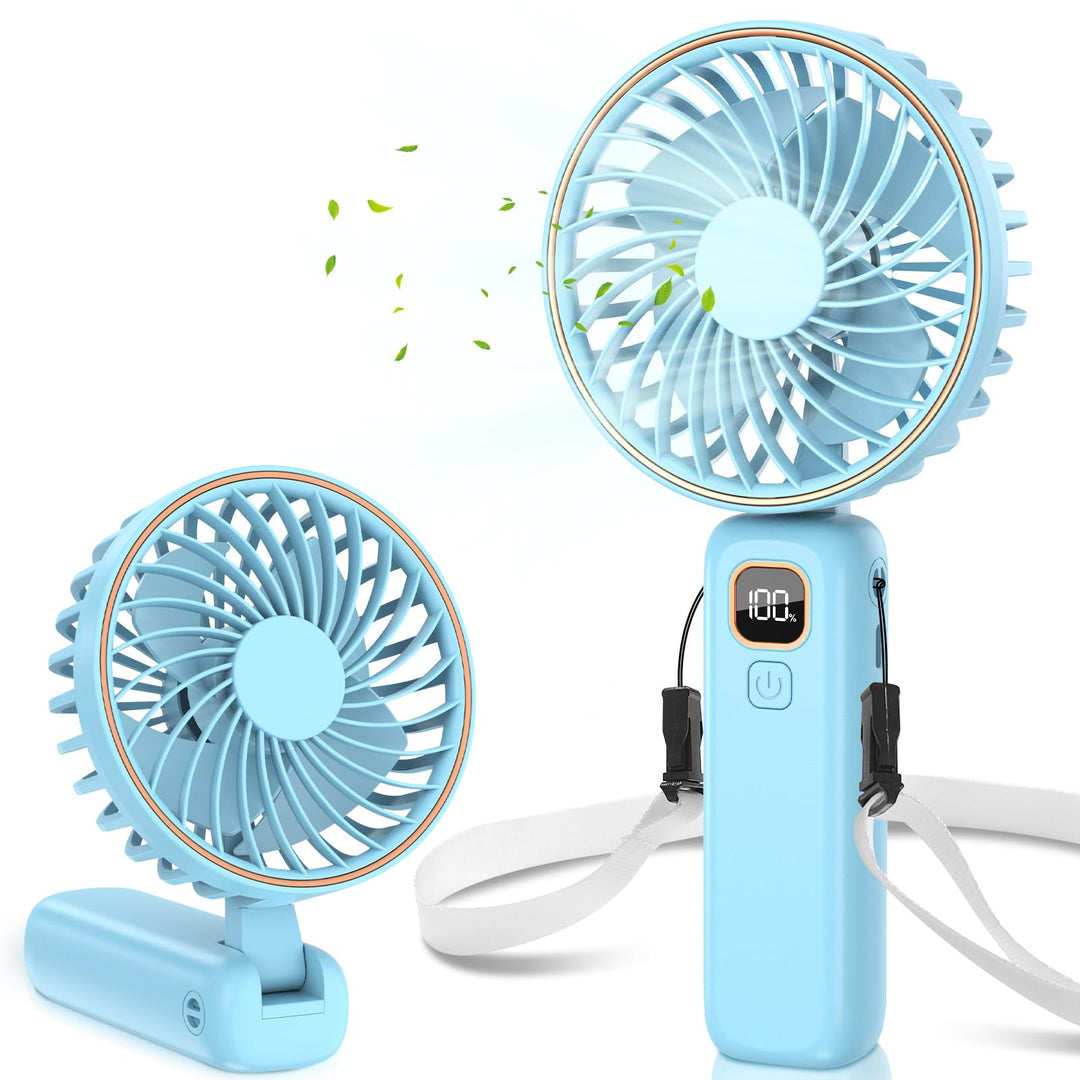 Handventilator, Mini Tragbarer Ventilator mit LCD Display &amp; 6 Stufen, Leiser USB Ventilator mit 4000
