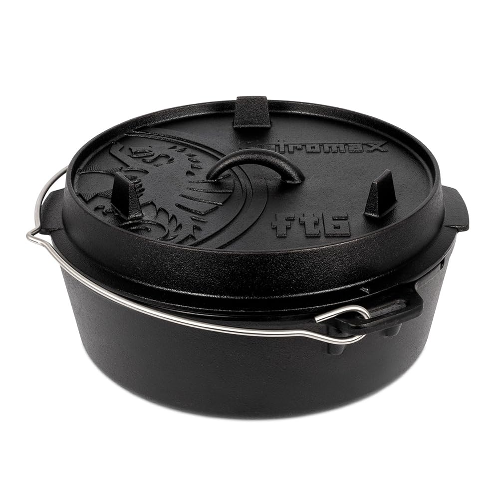 Petromax Feuertopf ft6 - Dutch Oven aus Gusseisen für Kochen und Backen - mit Deckel, Henkel und pla