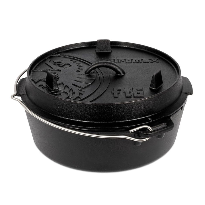 Petromax Feuertopf ft6 - Dutch Oven aus Gusseisen für Kochen und Backen - mit Deckel, Henkel und pla