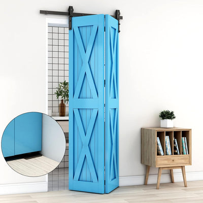 CCJH 4FT/122cm BI-Faltbar Schiebetürbeschlag Set Laufschienen für 2-Türen Schiebetür Schiebetürsyste