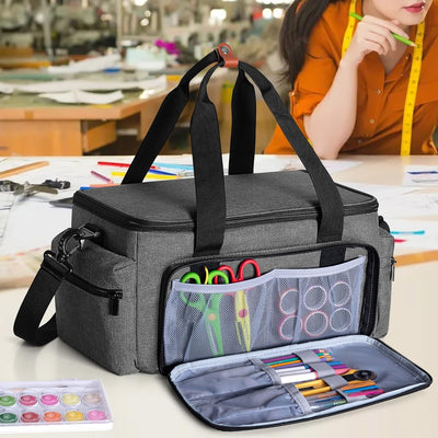 Luxja Nähen Organizer Tasche für Nähzubehör und Nähmaschine Zubehör, NUR Tasche, OHNE ZUBEHÖR Grau,