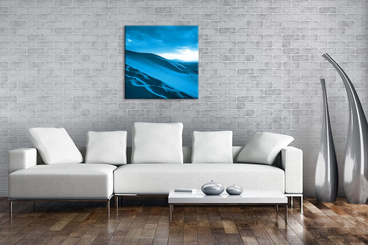 Sanddüne in der Wüste Format: 60x60 Effekt: Monocrome Blau als Leinwandbild, Motiv fertig gerahmt au