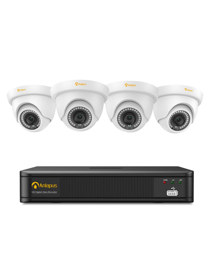 Anlapus 1080P Überwachungskamera Set, 8CH DVR Recorder ohne Festplatte, 4X 2MP Aussen Dome Videokame