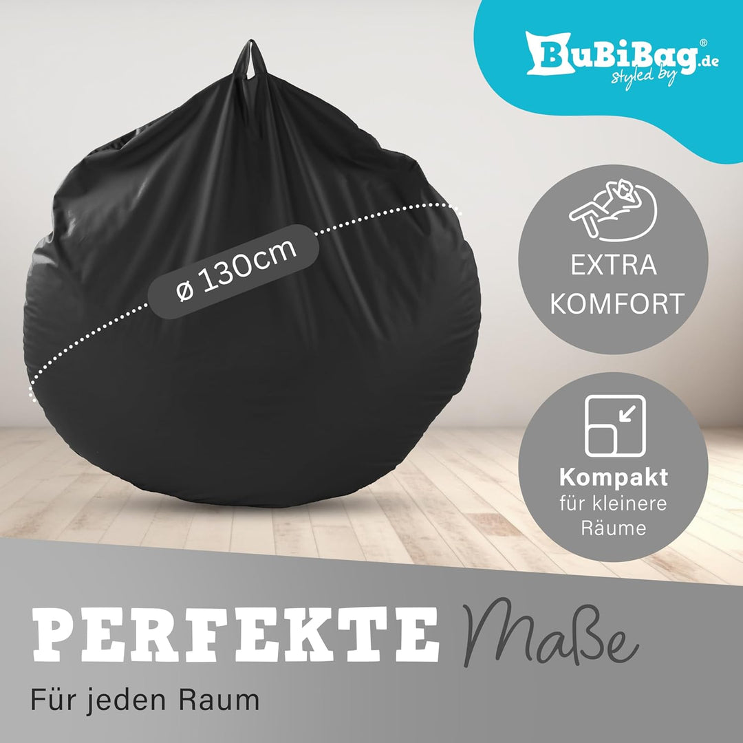BuBiBag 2in1 Sitzsack L - XXL mit Füllung für Kinder &amp; Erwachsene, Gaming Beanbag &amp; Bodenkissen für