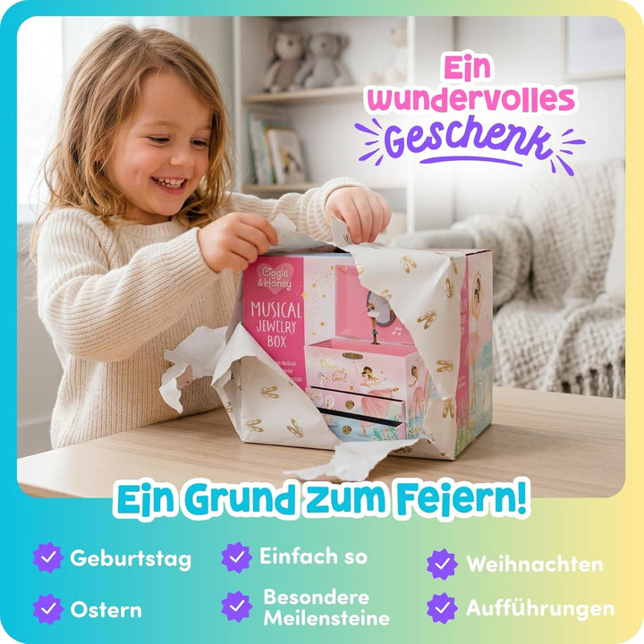 Giggle & Honey Musik Schmuckschatulle - Pferdspielzeug für Mädchen 4-6 Jahre, Geschenke Pferd und Ki