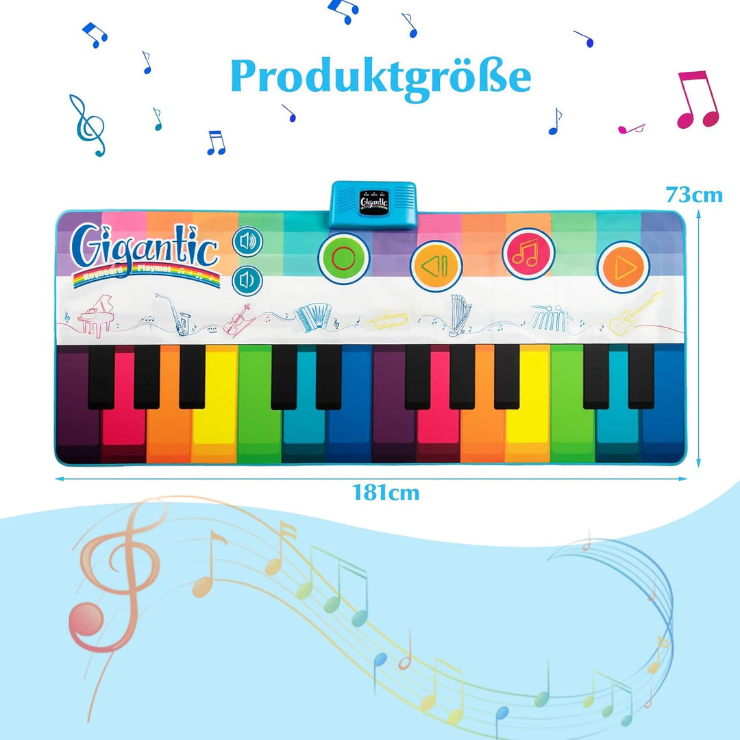 COSTWAY Musikmatte Kinder, Klaviermatte mit 8 Musikinstrumente, Keyboard Tanzmatte mit Aufnahme & Wi