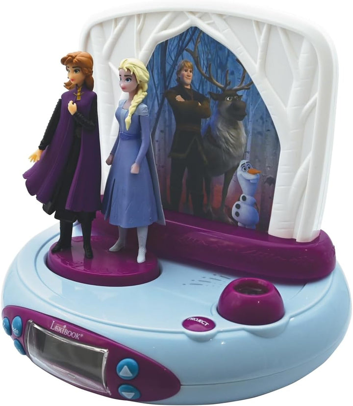 Lexibook Disney Frozen Die Eiskönigin 2 ELSA & Anna, Projector-wecker mit Klingeltönen, Nachtlicht,