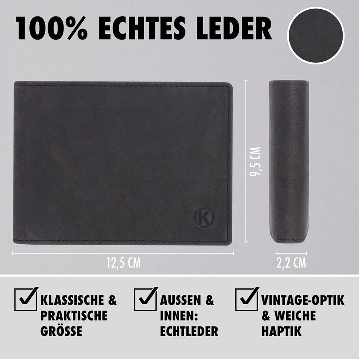 Geldbörse Herren Leder Braun mit RFID Schutz I Echtleder Portemonnaie Gross I 13 Fächer I Geldbeutel