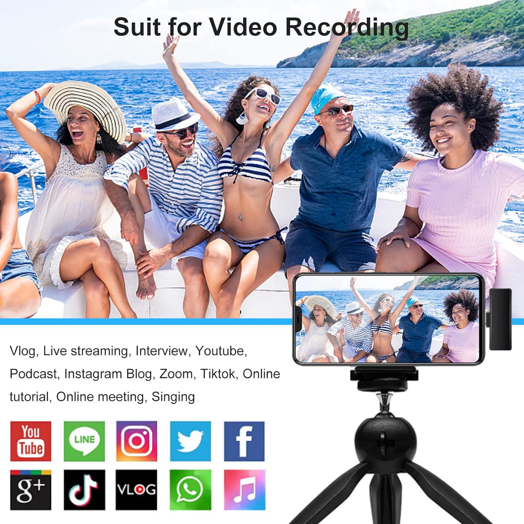 AOCIWE Drahtloses Lavalier Mikrofon - 1 Mikrofon Sender Und 1 Empfänger, Ladekoffer Mit Digitalanzei