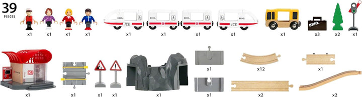 BRIO World 33940 BRIO Deutsche Bahn Ice Set - Eisenbahn-Set mit Schienen, Bahnhof und Zug im Stil de