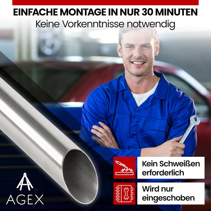 AGEX Mittelschalldämpfer MSD Attrappe für den Seat Leon Cupra 265/280/290/300 | Edelstahl gebürstet