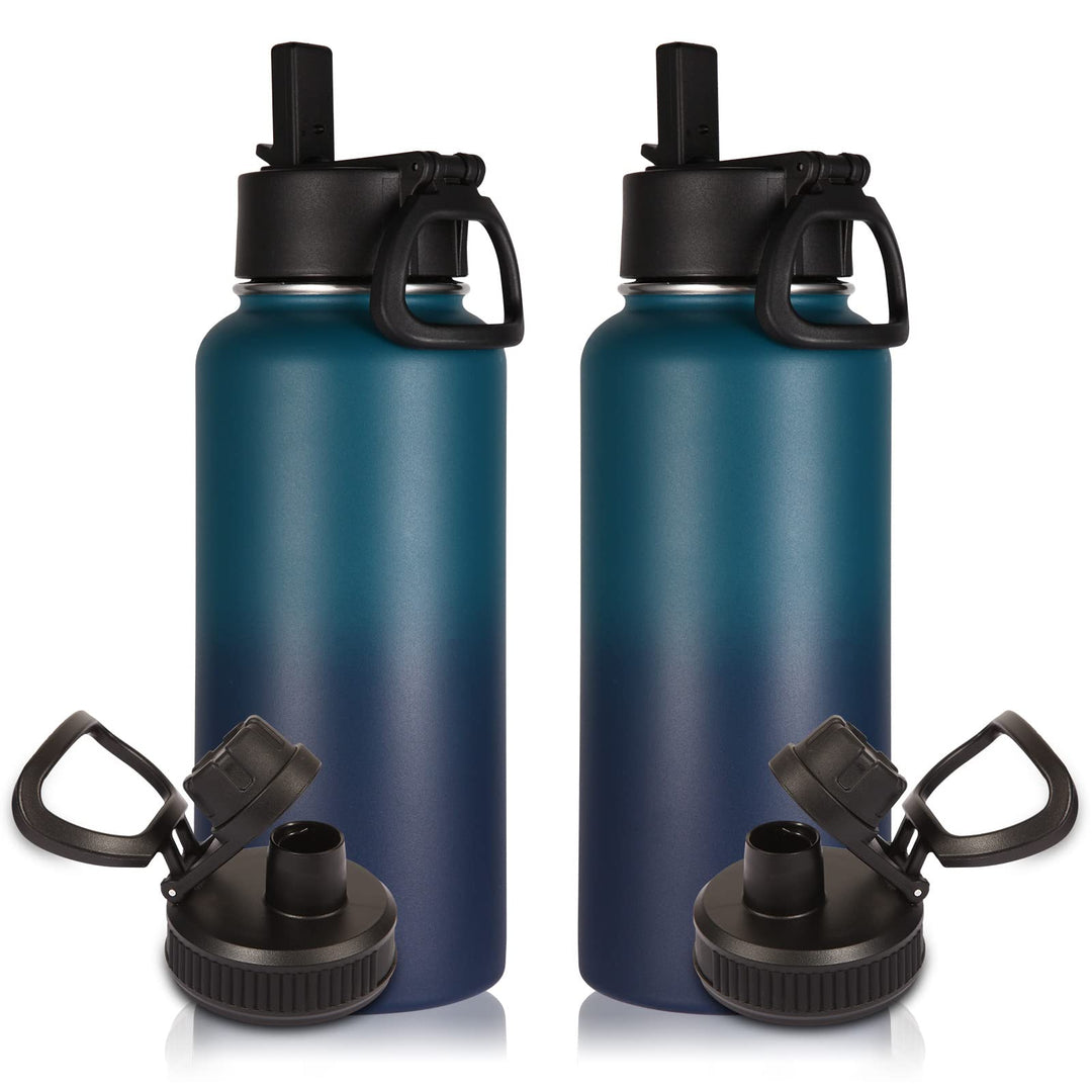 Volhoply 1 Liter Trinkflasche Edelstahl Zwei Packungen,Doppelwandig Vakuum Isolierte Thermosflasche