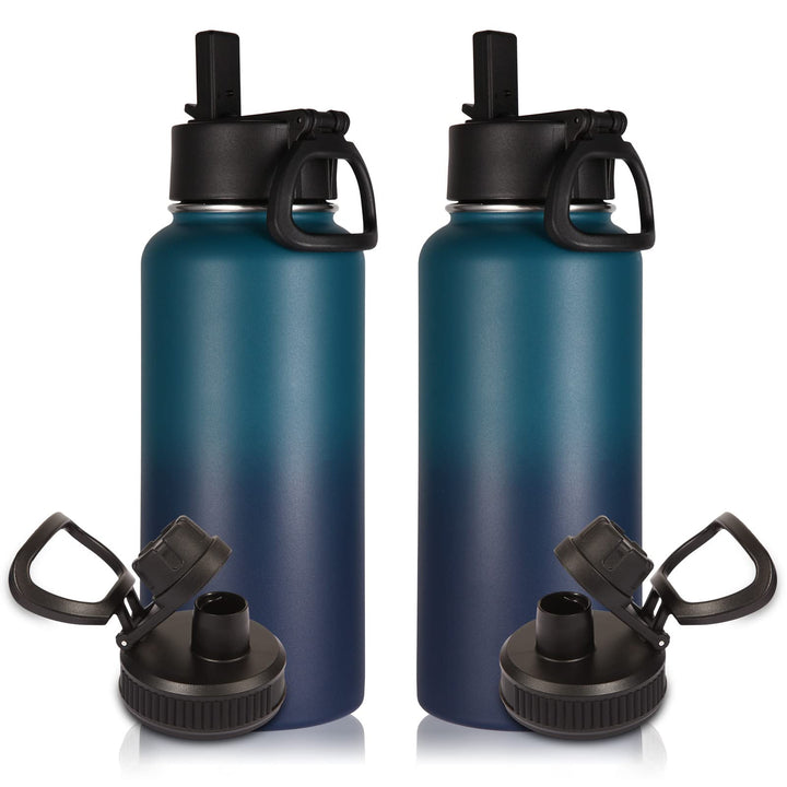 Volhoply 1 Liter Trinkflasche Edelstahl Zwei Packungen,Doppelwandig Vakuum Isolierte Thermosflasche