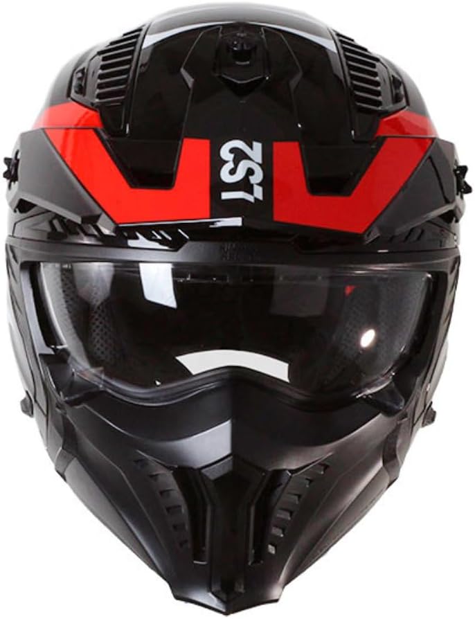 LS2, Jet modularhelme motorrad DRIFTER Triality Red 2206, M M Red black, M Red black