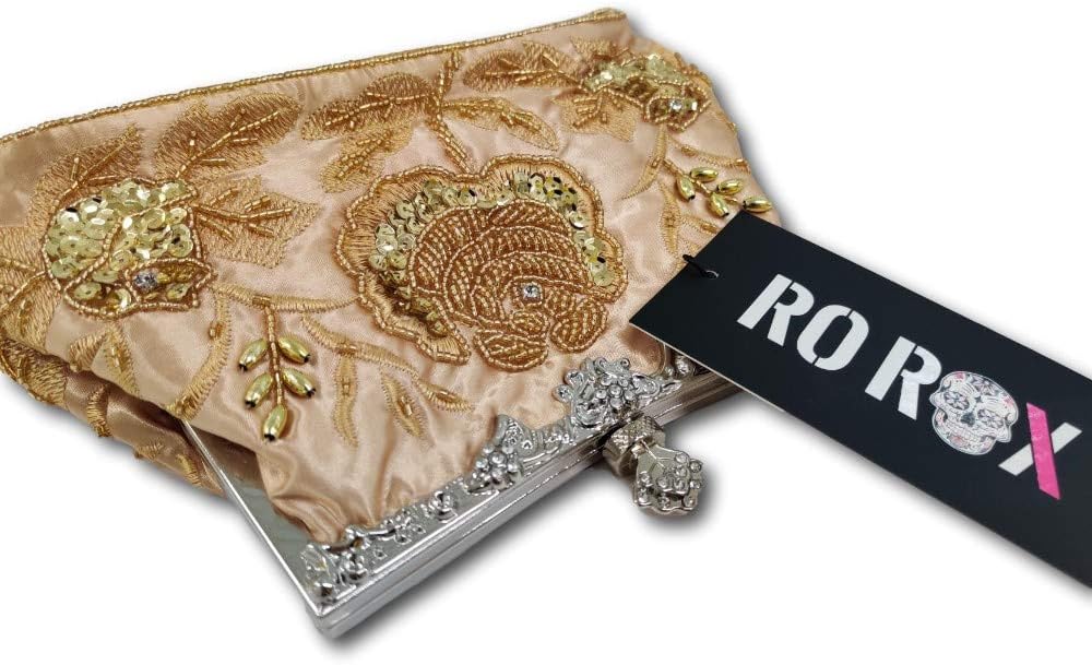 Ro Rox Marie Vintage 1920er Flapper Gatsby Peaky Blinders Party Abendhandtasche Gold, Gold