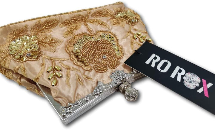Ro Rox Marie Vintage 1920er Flapper Gatsby Peaky Blinders Party Abendhandtasche Gold, Gold