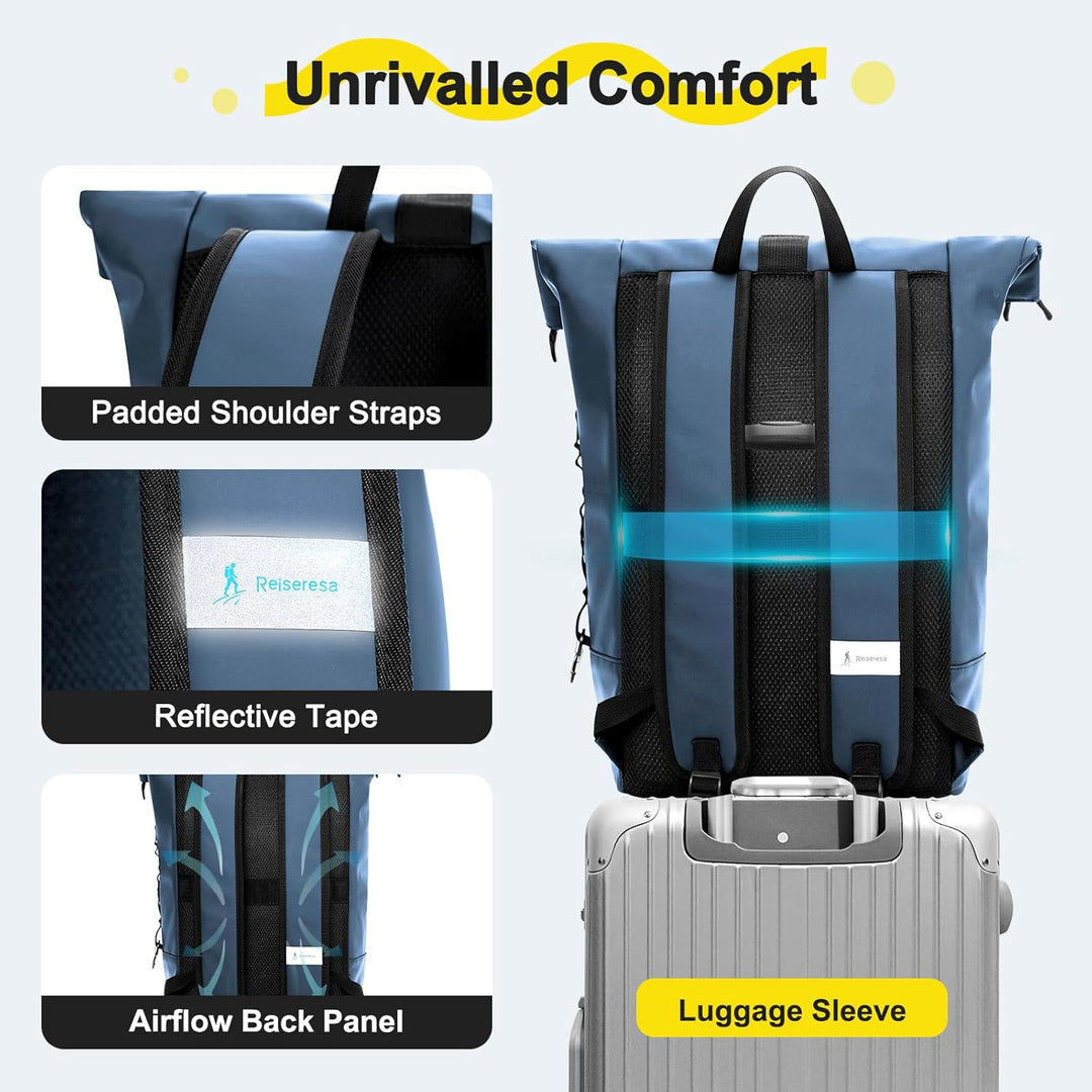 Rolltop Rucksack Herren Damen Wasserdicht Grosse Laptop Rucksack Reiserucksack mit Multifunktionale