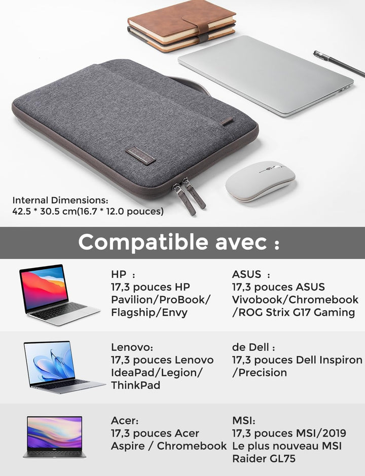 DOMISO 17 Zoll Wasserdicht Laptophülle Laptop Sleeve Case Notebook Hülle Tasche für 17.3" HP Pavilio