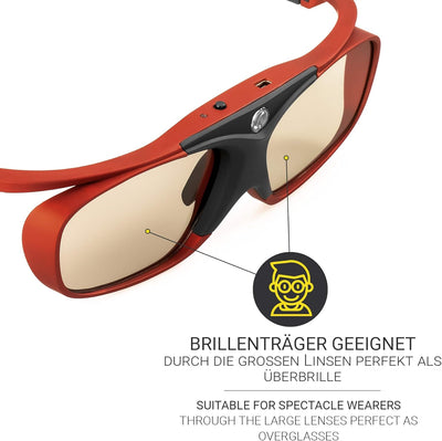 2X Hi-Shock BT Pro Scarlet Heaven aktive 3D Brille kompatibel mit Sony, Samsung 3D TV | komp. mit SS