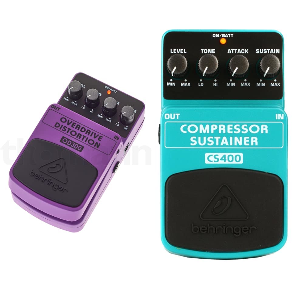 Behringer COMPRESSOR/SUSTAINER CS400 Ultimatives Dynamik-Effektpedal & OVERDRIVE/DISTORTION OD300 2-