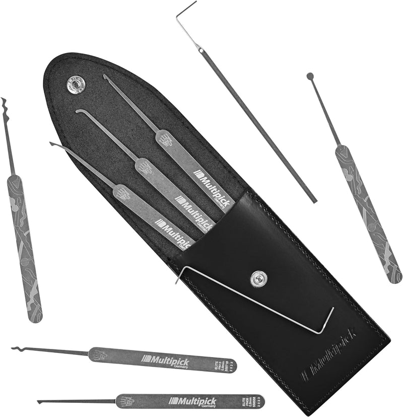 MULTIPICK ELITE 9 Profi Dietrich Set - [9 Teile | 0,6 mm] Made in Germany - Lockpick Tool, Schlösser