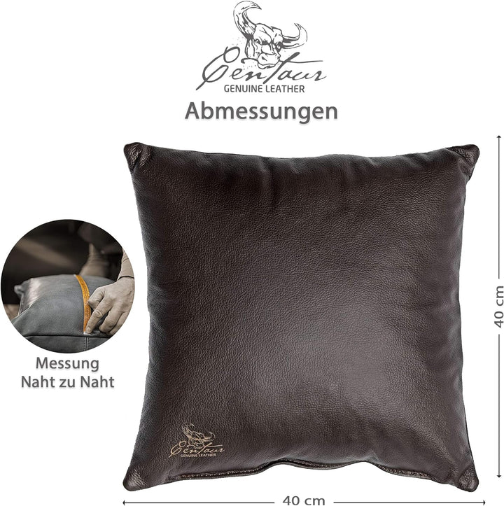 Centaur - Deko Lederkissen 40 x 40 cm für Sofa oder Schlafzimmer Chocolate - Echt Leder Kissen Echtl