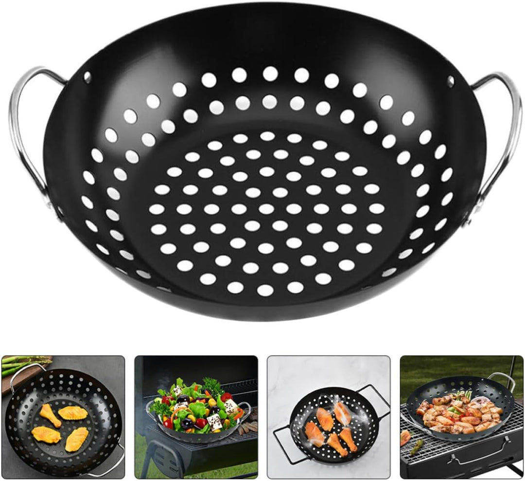MAGICLULU Grilltopf aus Eisen mit Antihaftbeschichtung und Komfortablem Doppelgriff für Outdoor Barb