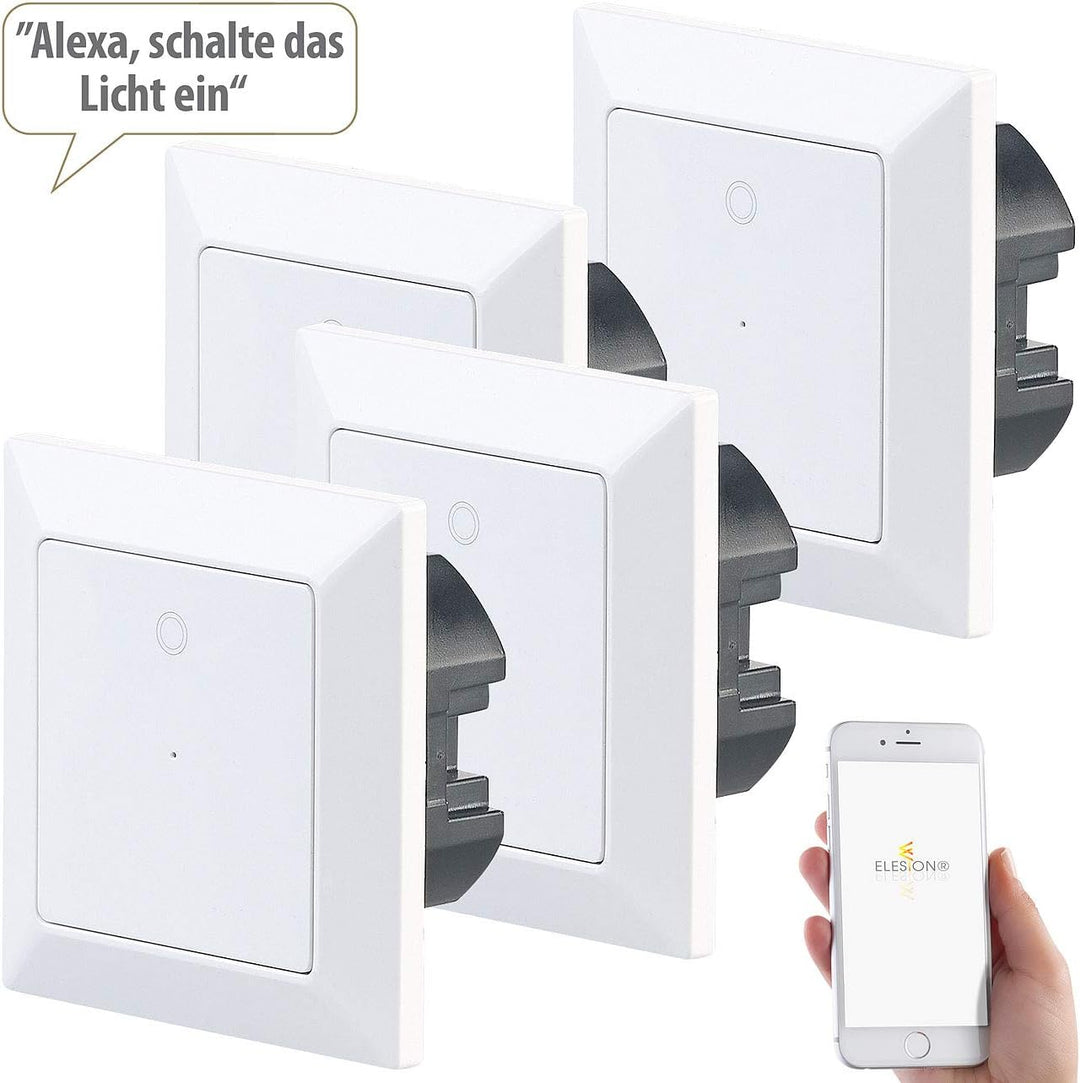Luminea Home Control Lichtschalter mit WLAN: 4er-Set WLAN-Lichttaster, App, komp. zu Siri, Alexa, Go