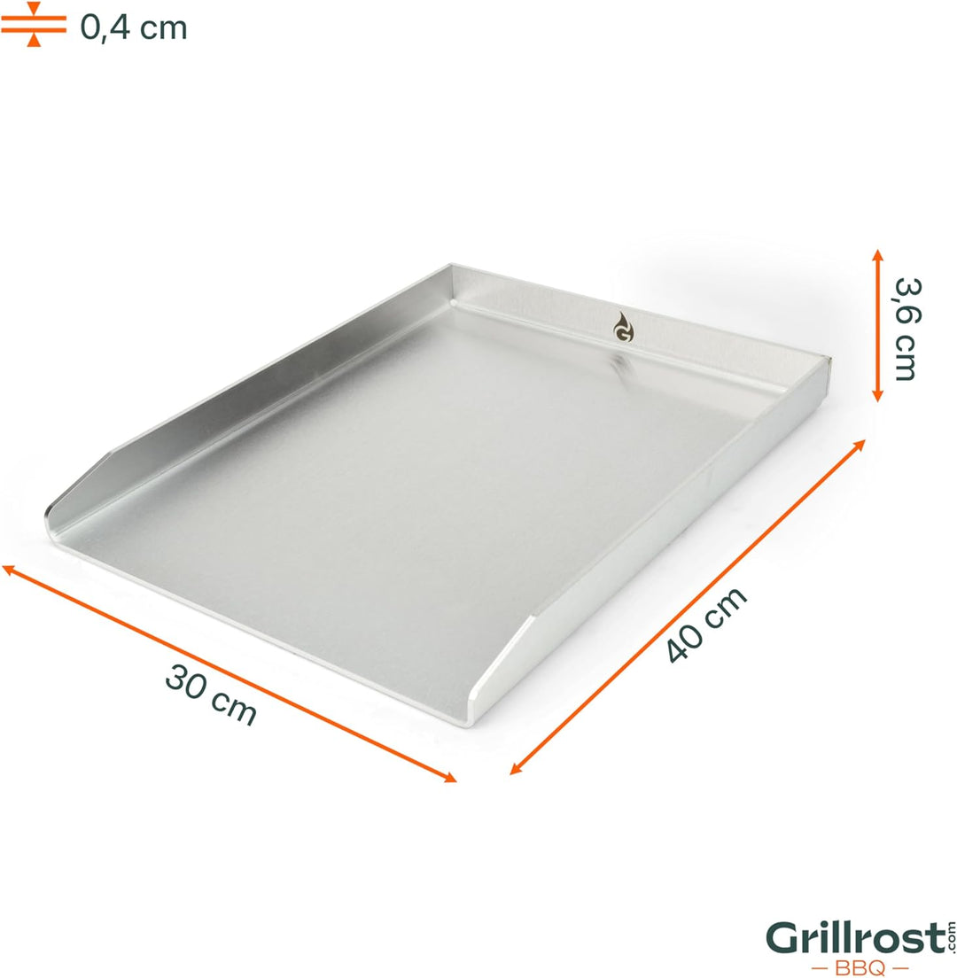 Edelstahl Grillplatte | Plancha 40x30cm - Universalgrösse | 4mm Massiv - Made in Germany, 40x30cm -