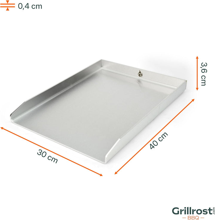 Edelstahl Grillplatte | Plancha 40x30cm - Universalgrösse | 4mm Massiv - Made in Germany, 40x30cm -