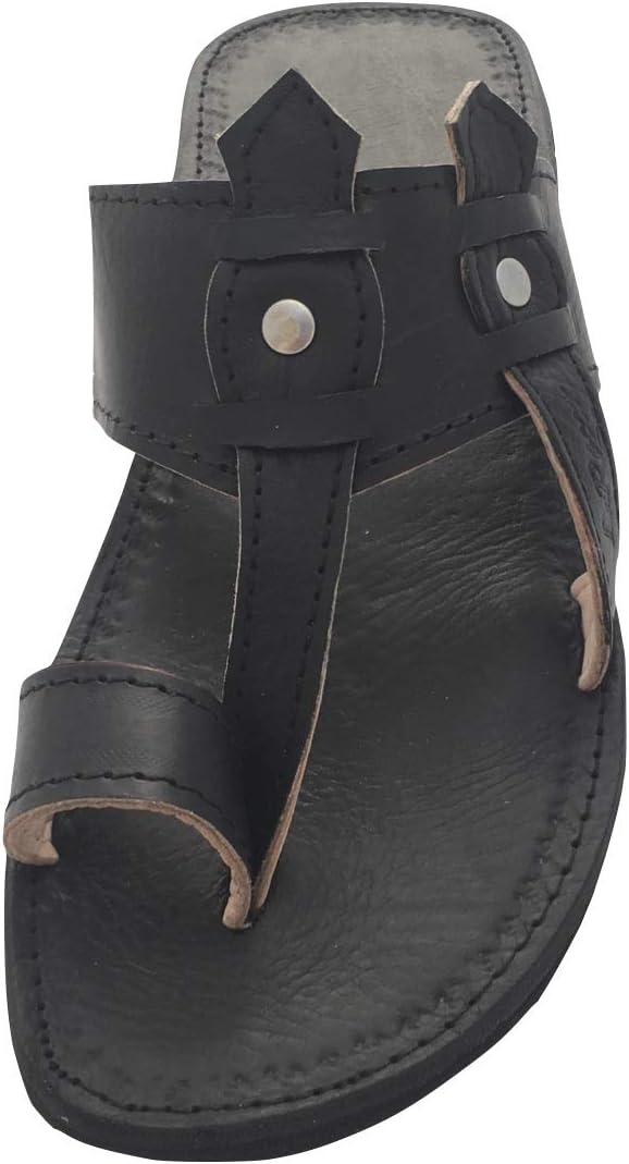 LaRocco Ledersandalen Zehenring Zehentrenner Zehenschlaufe Echtleder Sandalen 2.a.b.m 43 EU Mattschw