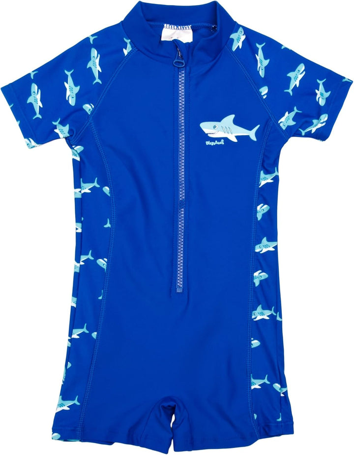 Playshoes Unisex Kinder Uv-Schutz Einteiler Badeanzug Schwimmanzug Badebekleidung Hai 86-92, Hai 86-