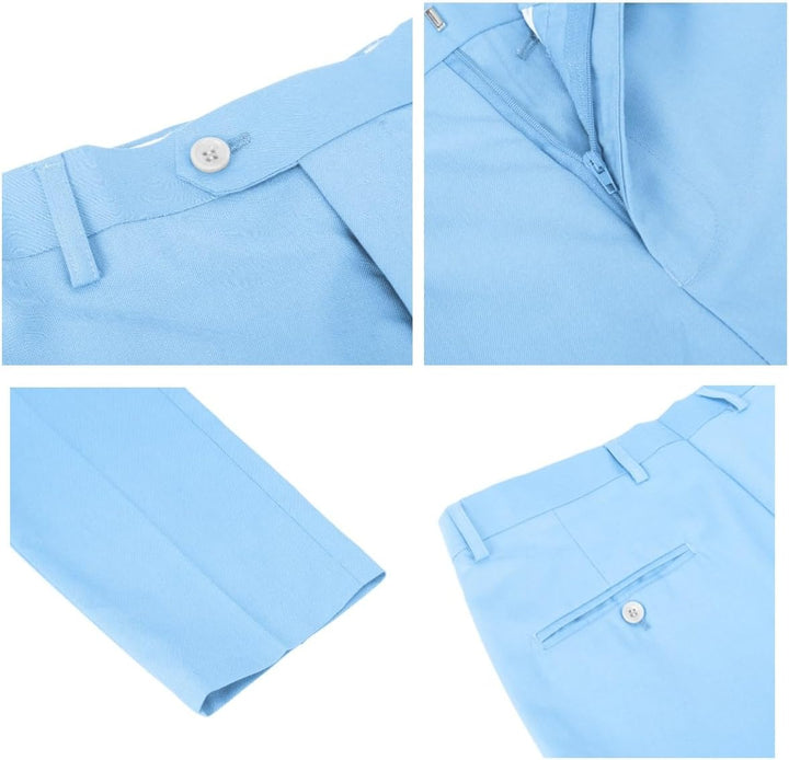 Herren Anzug Slim Fit 3 Teilig Anzüge für Hochzeit Business Herrenanzug Sakko Anzughose Weste, S Hel