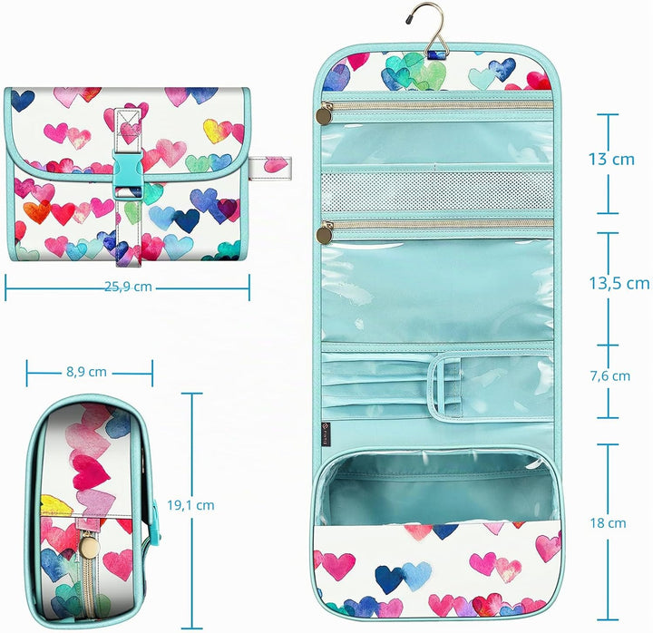 Fintie Tragbare Kulturbeutel, Kosmetiktasche, Reisetasche, gross, wasserabweisend, zum Aufhängen, Ma