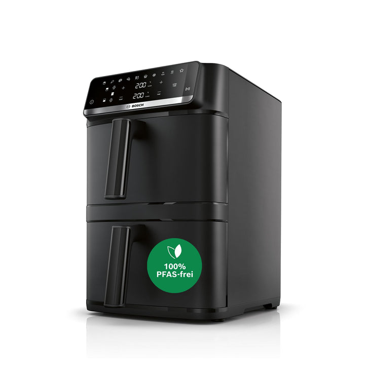 Bosch Serie 6 XXL Heissluftfritteuse, 12 L Doppelkammer, platzsparend, 6 Programme, PFAS frei, schwa