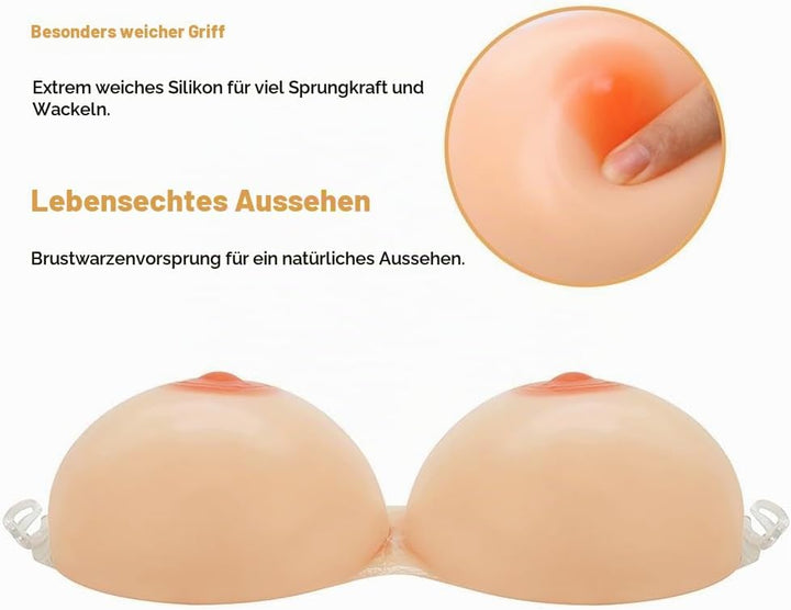 FESVINA Strap on Silikon Brust Formt Fake Boobs für Crossdresser Transgender Mastektomie Cosplay DD